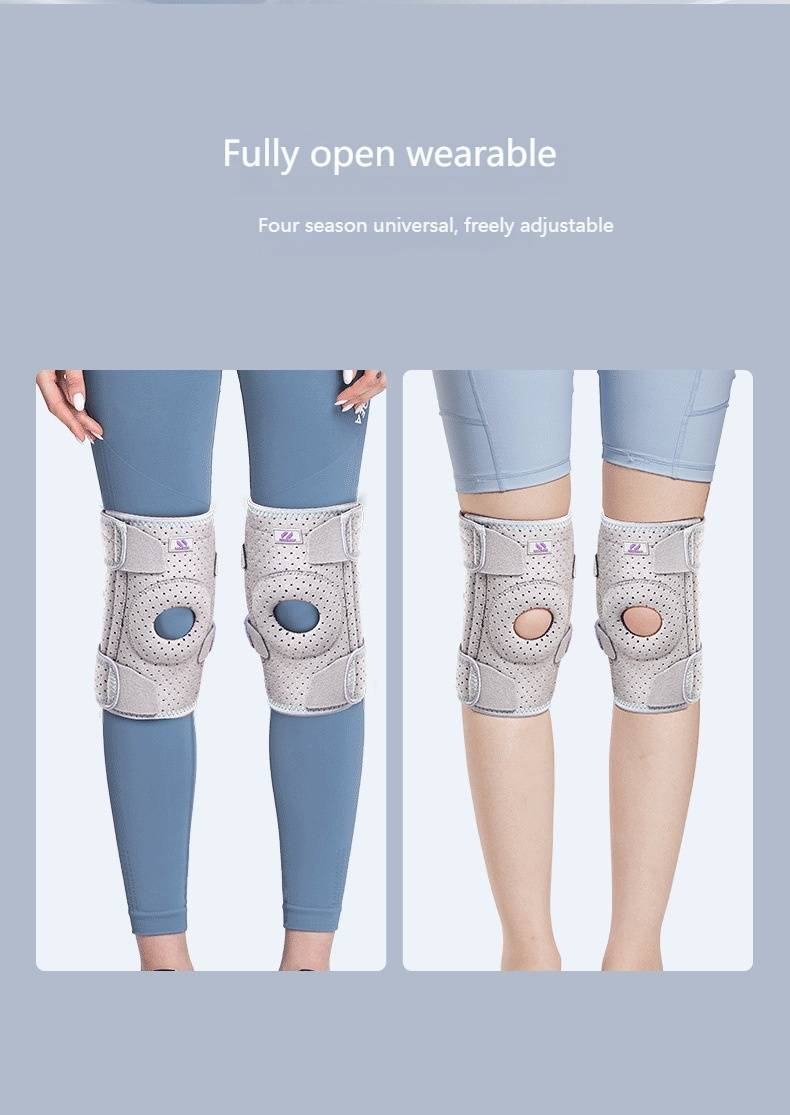 Knee Support Brace – Breathable & Adjustable For Hiking, Running, Badminton (Grey-Purple/Black-Blue, One Pair) – Men & Women_voghion.com