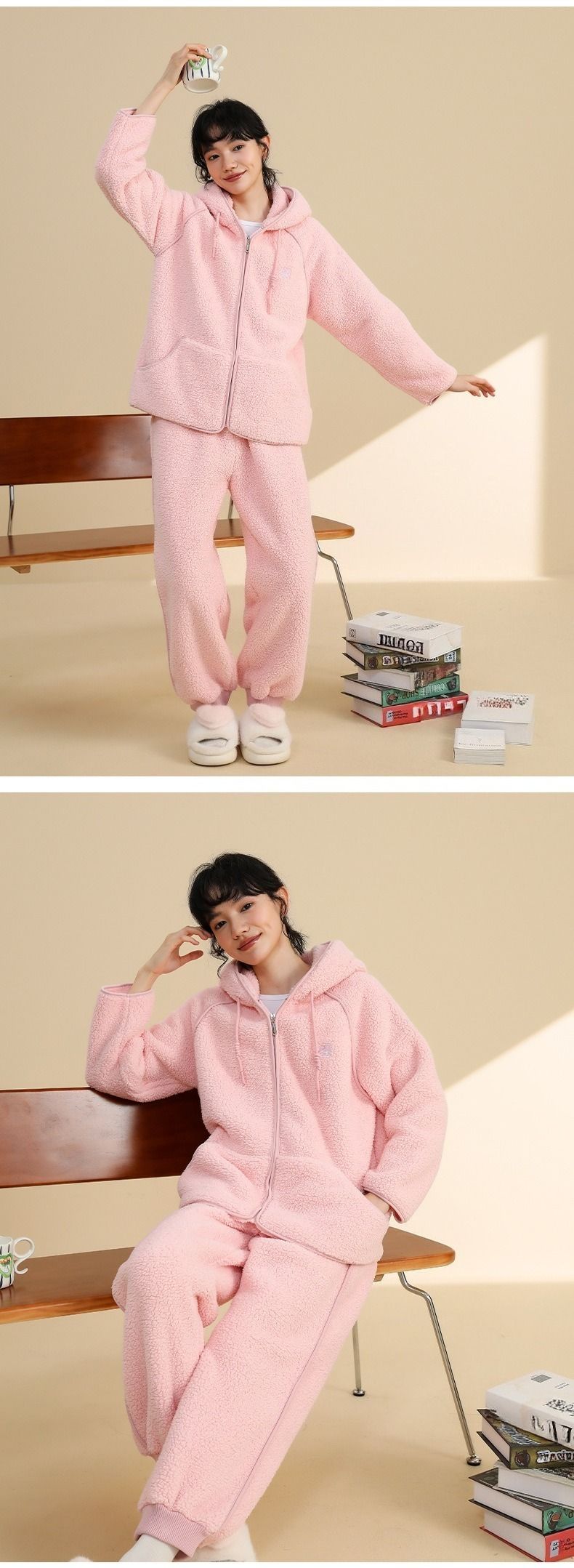 Winter New Sheep Cake Plush Thickened Autumn And Winter Collection For Men And Women Couples With Plush Thickened Pajama Set--Women's_voghion.com