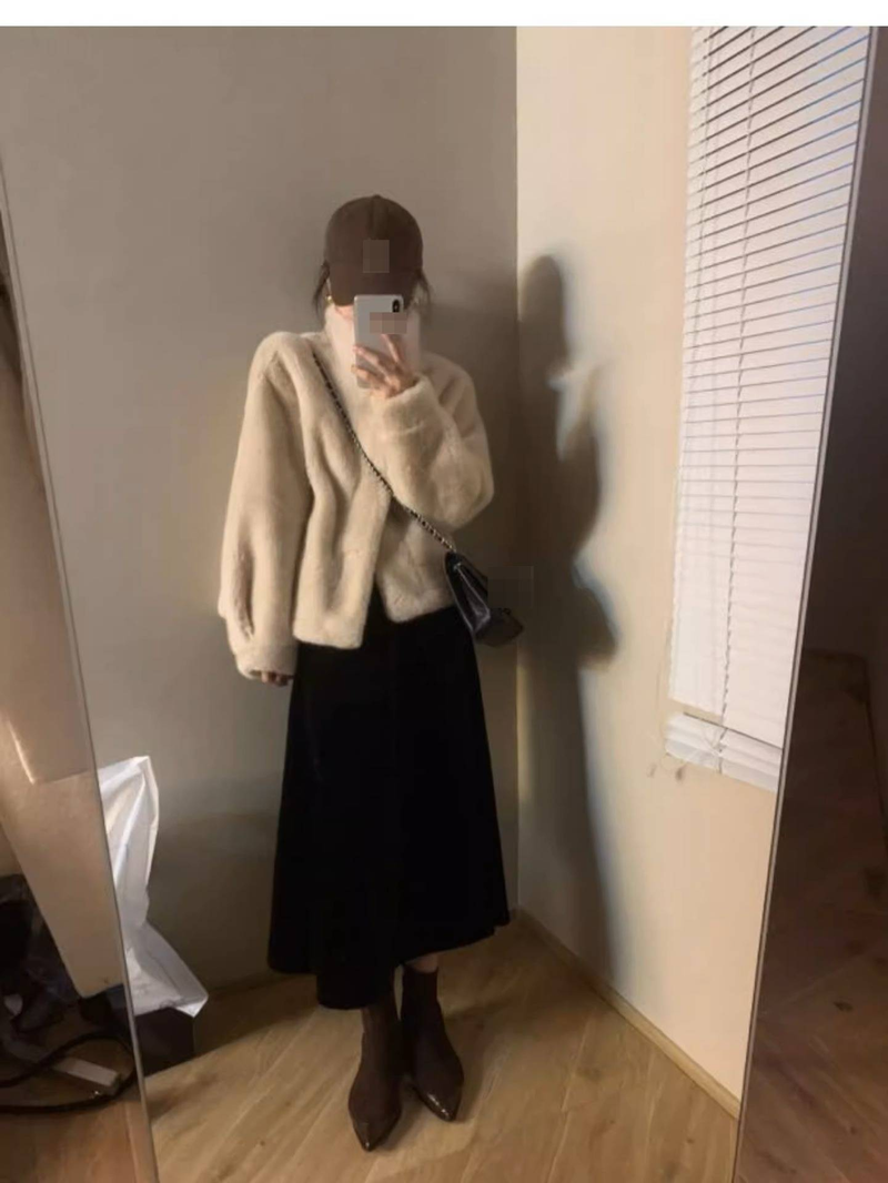 Winter Faux Mink Fur Coat For Women – Short Stand Collar Jacket, Plush Fleece Lining, Elegant & Warm (Beige/Khaki/Black, S-L)_voghion.com