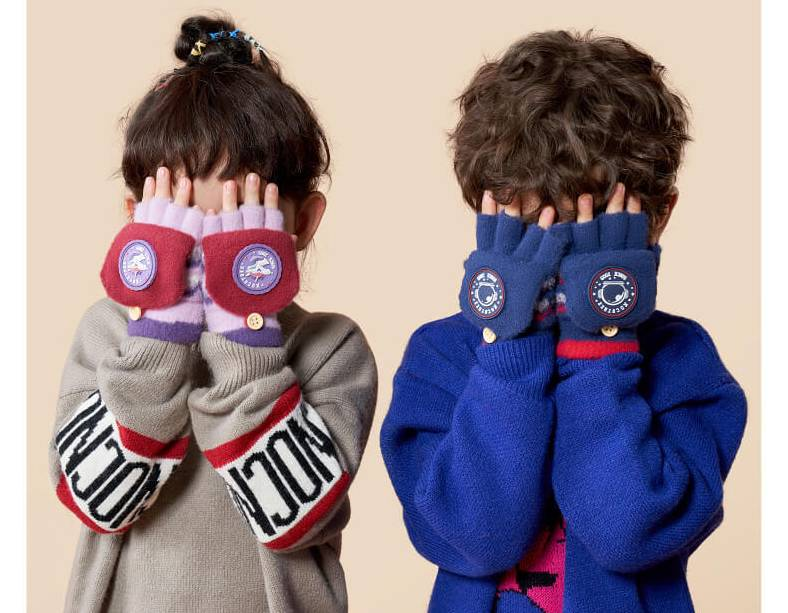 Guanti invernali per mamma e bambino, per bambini e bambine - Guanti in morbida maglia con dita e copertura ribaltabile, caldi e comodi per la scuola e i giochi all'aperto (taglia unica)_voghion.com