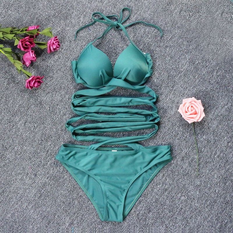 2020 Bikini Sexy Cross Strap Split Swimsuit_voghion.com
