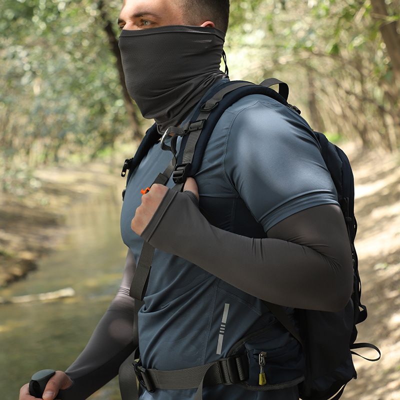 Men's Cooling Sun Mask Set - UPF 50+ Full Face Cover With Neck Protection & Arm Sleeves, Lightweight & Breathable For Cycling_voghion.com