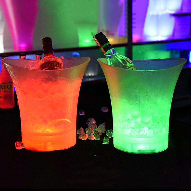 Barovi Noćna zabava 4 Boja LED Nova Vodootporna Plastična LED Kanta za Led Barovi Noćni klubovi 5L LED Osvjetljavajuća Kanta za Šampanjac i Pivo_voghion.com