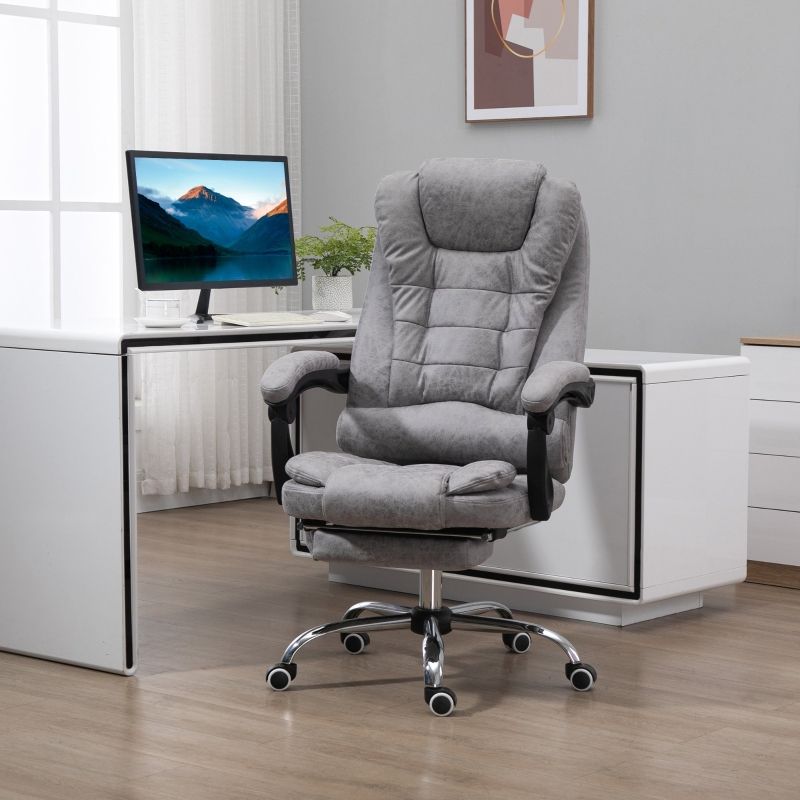 Bürostuhl mit Massagefunktion, Liege- & Wärmefunktion, Grau_voghion.com