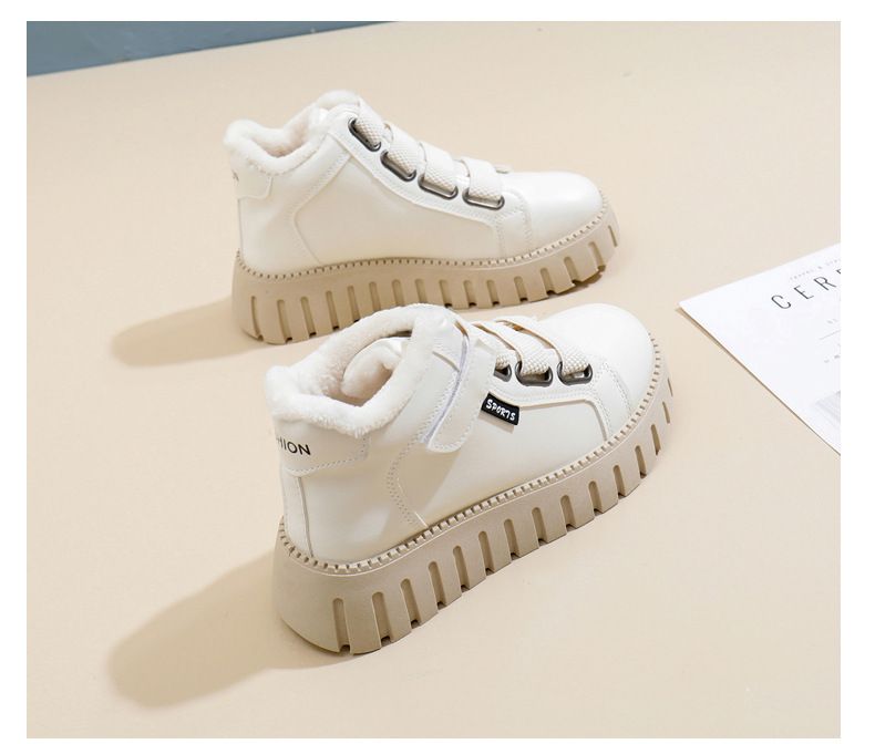 Stivali da neve alti in pile da donna, scarpe termiche per studenti, scarpe casual con plateau in cotone_voghion.com