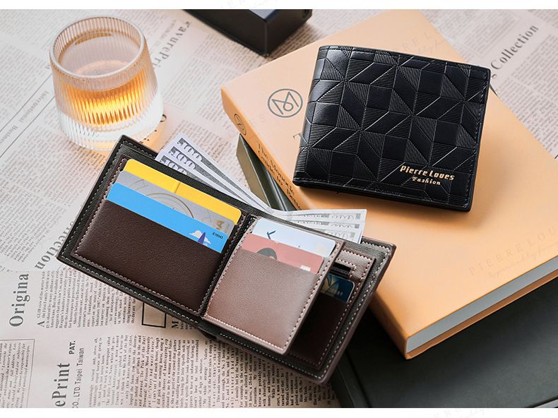 New Men's Wallet Short Multi-card Fashion Casual Wallet Men's Business Tri-fold Horizontal Soft Wallet_voghion.com