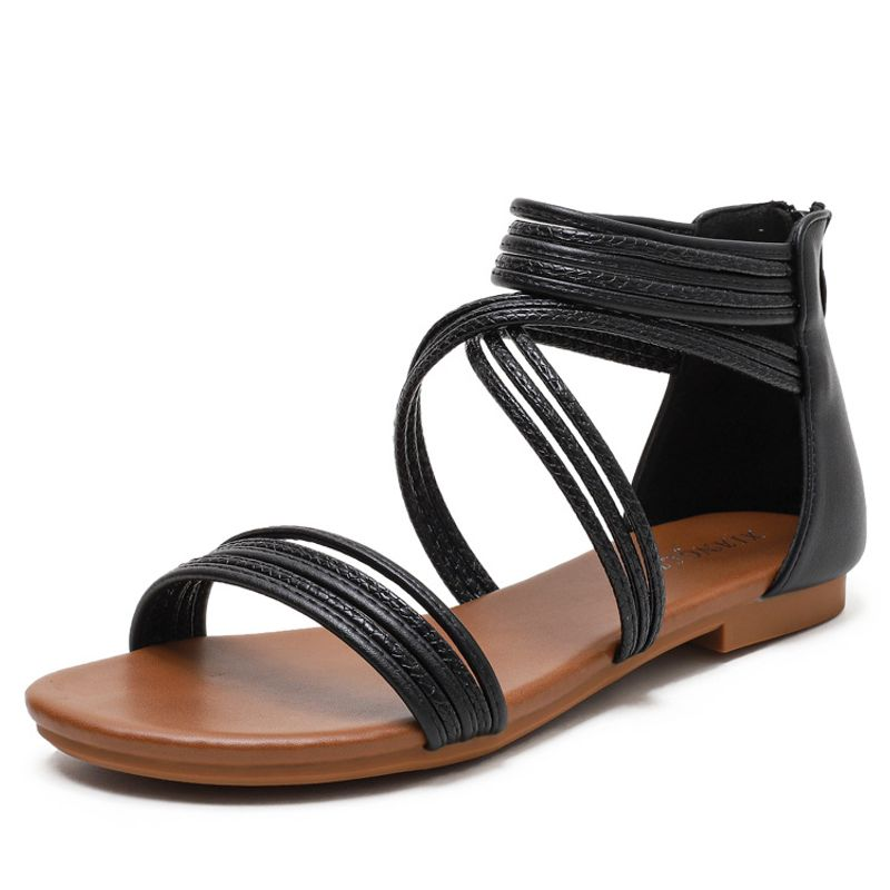 p5 Sandali donna # 39; s 2023 nuovo tutto fiammifero stile fata lacci romani fondo piatto sandali da spiaggia bohémien 338-38_voghion.com