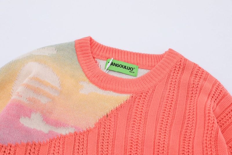 Pull à col rond en Jacquard de noix de coco pour hommes, épissage créatif, ample, tendance, marque décontractée, pour Couple_voghion.com
