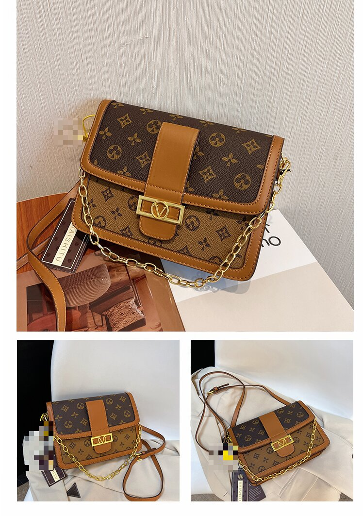 Retro Women's Bag New Versatile Fashion Printed Handheld Shoulder Bag High Quality Small Square Bag Broadband Crossbody Bag_voghion.com