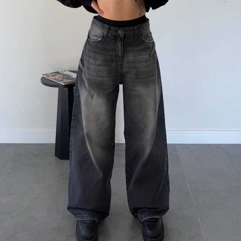 Dameskleding Retro Street Style Losse Gradiënt Versleten Mopping Dames Jeans_voghion.com