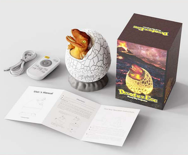 Projecteur d'étoiles en forme d'œuf de dinosaure, ciel étoilé préhistorique fantastique, illuminé par un éclairage doux pour les enfants, alimenté par USB, télécommande et minuteur._voghion.com