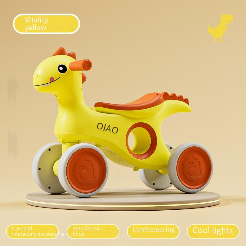 Leichter Kinderwagen mit vier Rädern, Dinosaurier-Roller, Jo-Jo-Auto, Baby-Balance-Auto, Kinder-Lauflernwagen, Rollover_voghion.com