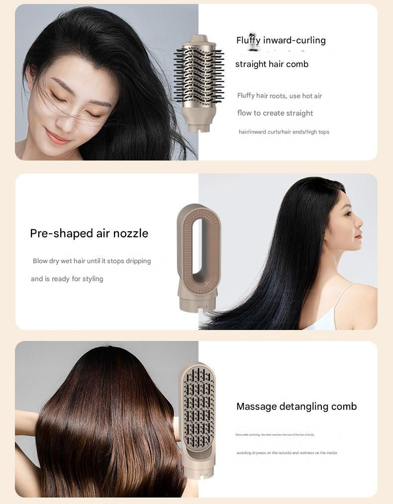 Sèche-cheveux multifonction pliable, ensemble de peignes à air chaud plasma pour la maison, sèche-cheveux multifonctionnel, peigne et fer à friser_voghion.com