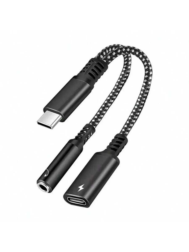 2 In 1 PD60W Type C To 3.5 Female Earphone Amplifier Headphone Audio Convertor Digital USB C Adapter To USB C 3.5mm Jack Audio Cable Earphone Cable_voghion.com