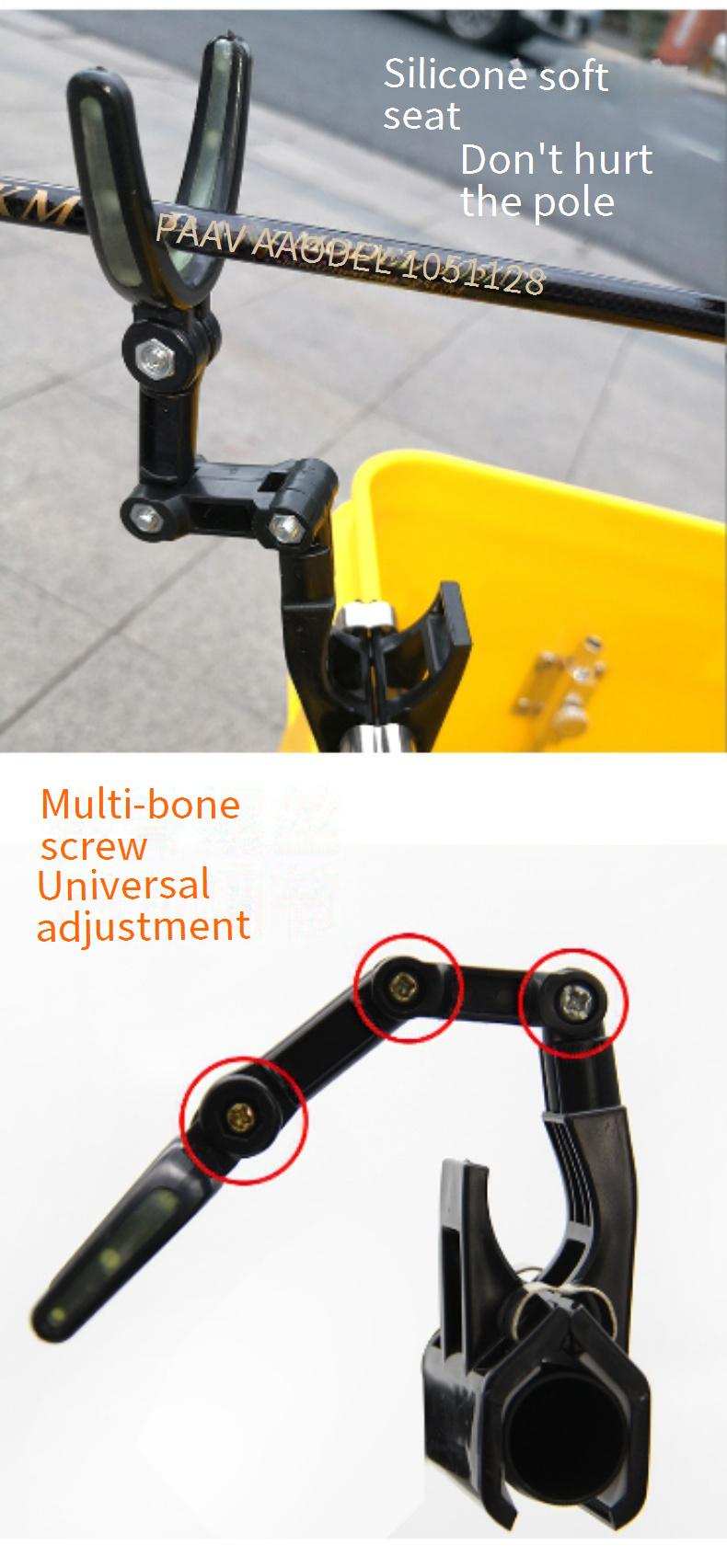Fisherman's Treasure 360° drehbarer Angelrutenhalter – Faltbare Klemme aus Kohlefaser für Brücken-/Kajakangeln mit Doppelhaken (vorne und hinten)_voghion.com