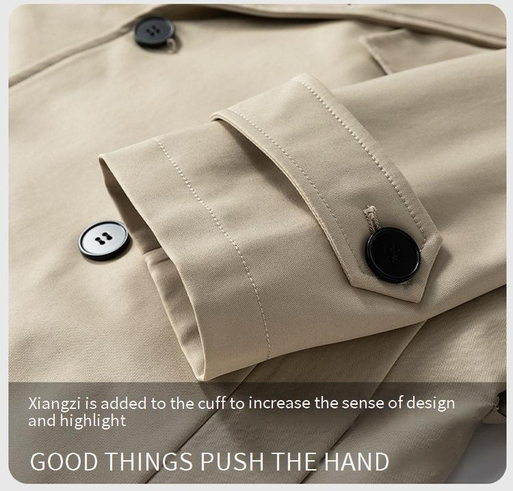 Men's Corduroy Trench Coat - Slim Fit Spring/Autumn Jacket With Belt, Stand Collar, Utility Pockets, Casual Longline Outerwear_voghion.com