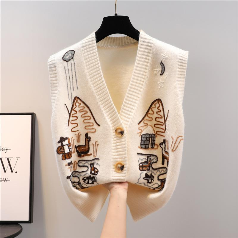 Damen-Strickweste mit V-Ausschnitt – Mischung, lockere Passform, unverzichtbares Lagenlook-Outfit für die Herbstsaison und das Büro_voghion.com