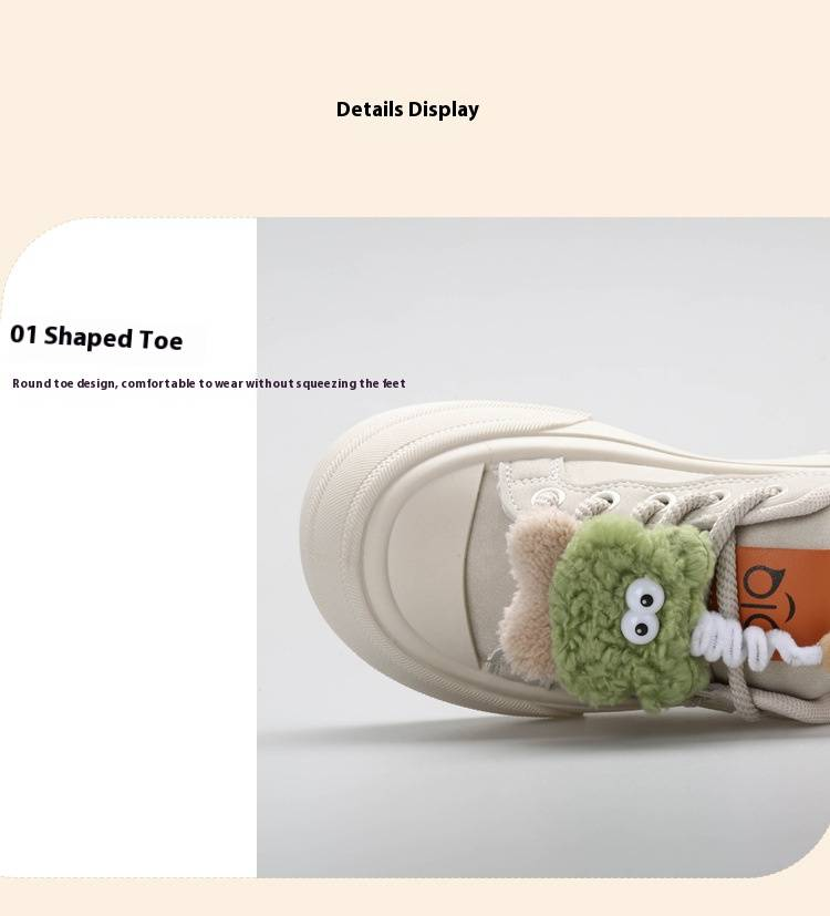 Women's Versatile Sneakers With Cute Plush Pendants, Thick Soled Large Size Women's Shoes, Soft Soles That Won't Tire Your Feet Casual Shoes_voghion.com