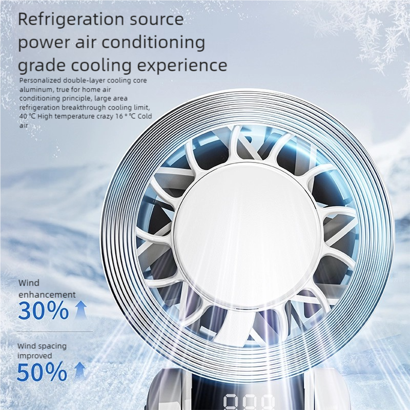 3600mAh Ice Pack Fan Foldable Semiconductor Refrigeration High Speed Turbofan Infinitely Variable Speed Handheld Electric Fan_voghion.com