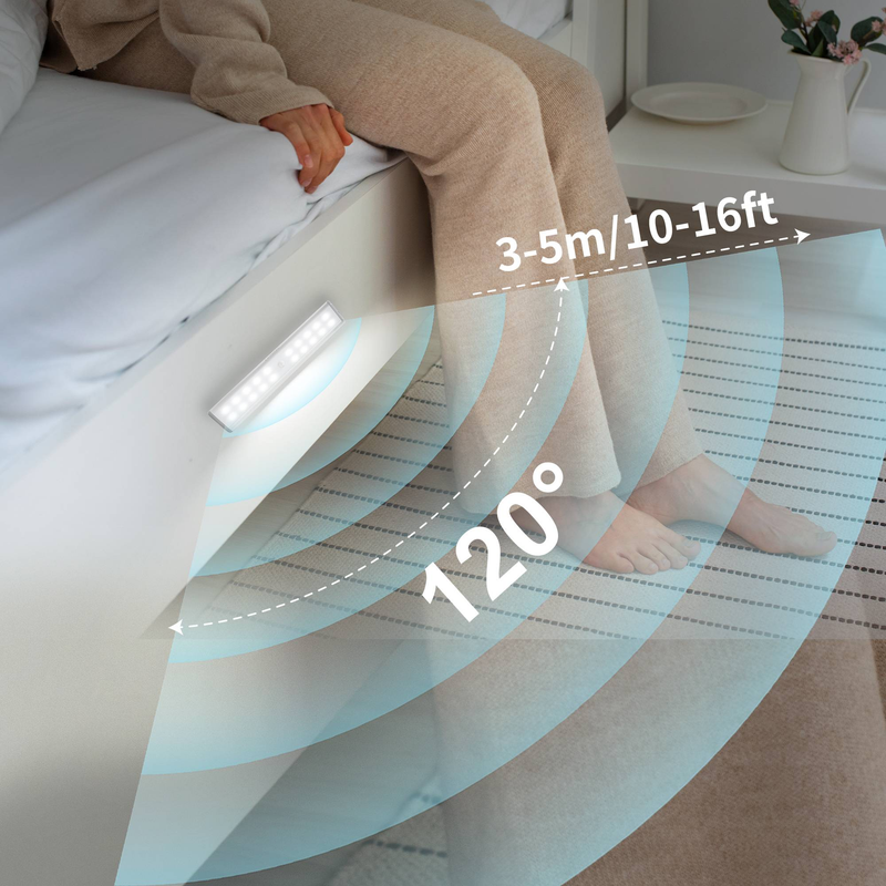 Lampe de placard à détecteur de mouvement 7,48 pouces, 20 LED blanc froid, rechargeable sans fil (lot de 3)_voghion.com
