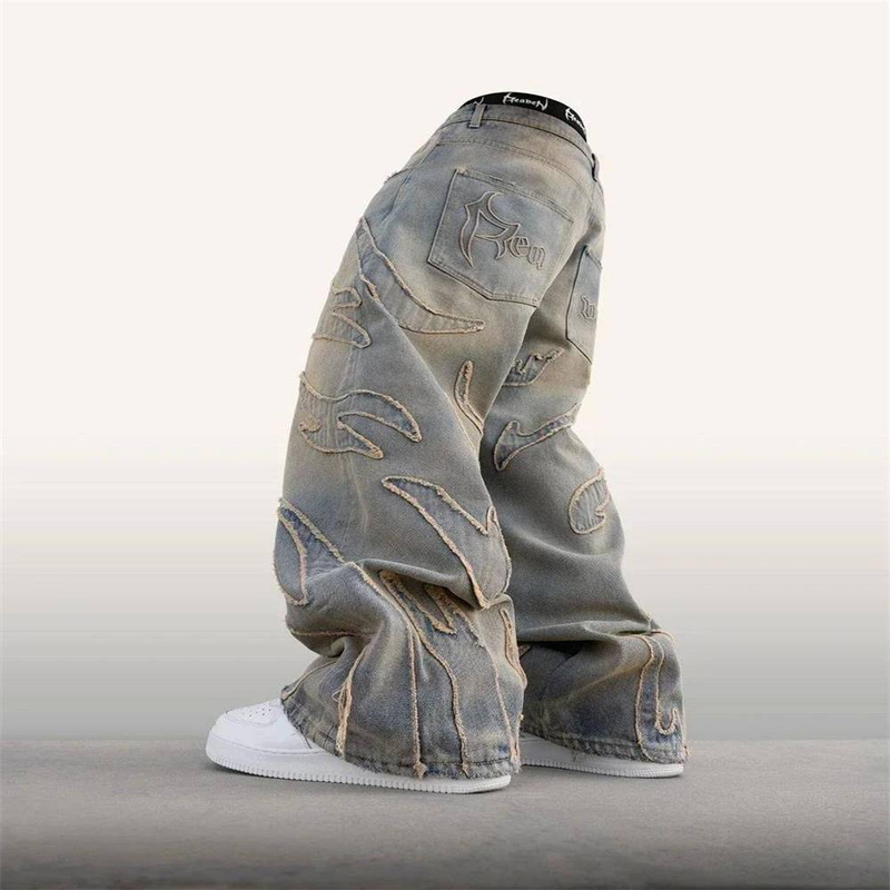 2025 American-Style High Street Hip-Hop Vintage Do Old Jeams Men's Cotton Mid Waist Straight Type Retro Styling Water Washing Denim Long Pants S-3XL_voghion.com