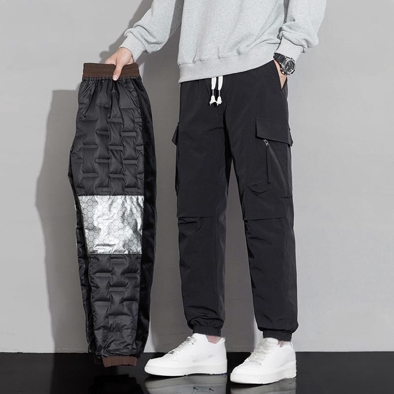 Herrenbekleidung Winter Warme Daunenhose - Winddichte Outdoor-Wanderhose mit Entendaunenfüllung, lässiger Straight-Leg-Stil für Stadt und Berge_voghion.com