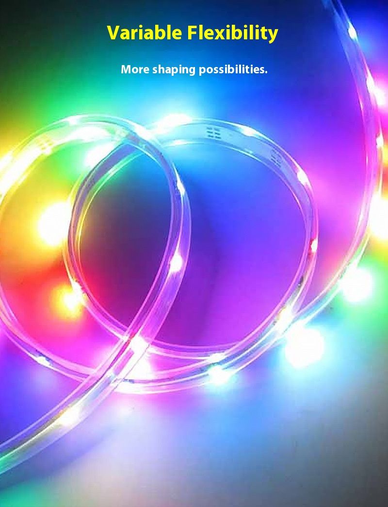 Tira de luces LED RGB de alto voltaje de 220 V, iluminación impermeable para fiestas al aire libre con efectos dinámicos de cambio de color, chip LED 2835, 20 lm por LED, 48 LED/m_voghion.com