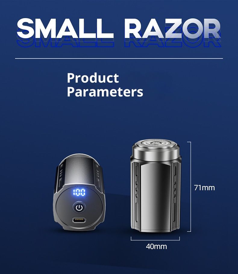 Mini-Elektrorasierer – 3D-Schwebeklingen, LED-Anzeige, IPX7-wasserdicht, per USB wiederaufladbarer Reiserasierer für Männer (Gunmetal/Schwarz)_voghion.com
