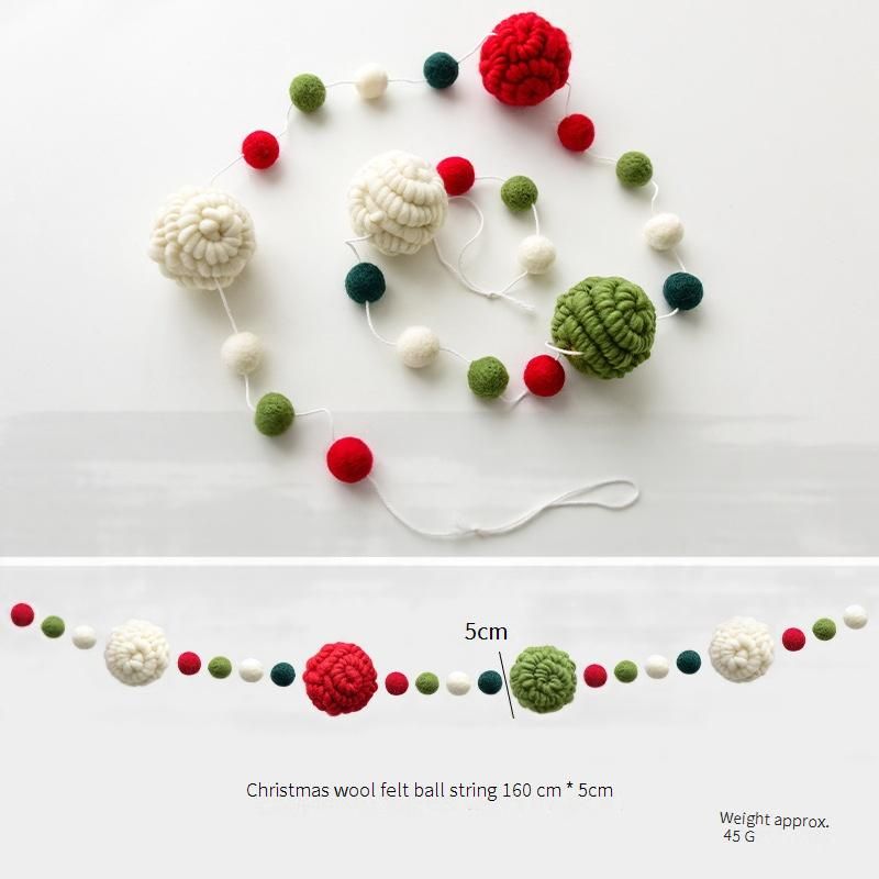 NUCHI Felt Christmas Ball Garland Decorations, Handmade Wool Felt Holiday Ornaments For Tree, Fireplace, Mantel, Wall, Party,_voghion.com