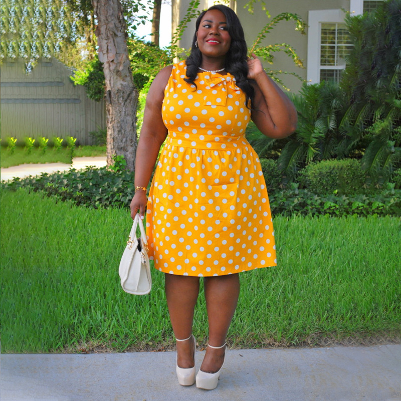 Vestido feminino vintage patchwork laço plus size_voghion.com