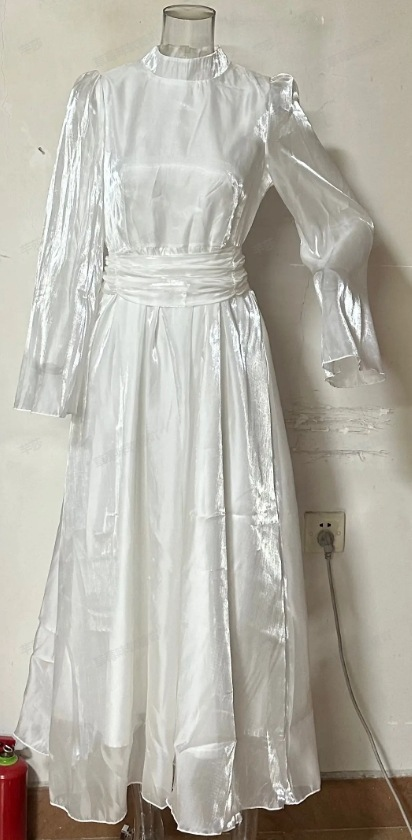 Women's new round-neck French style light luxury high-end mercerized dress_voghion.com