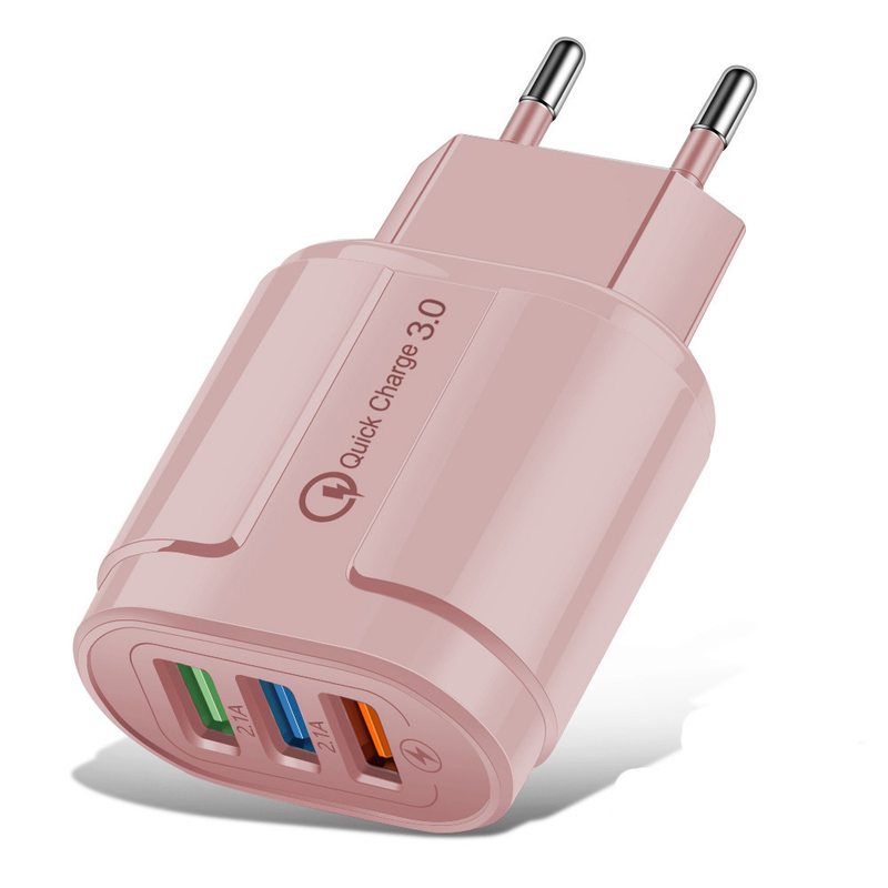 Macaron USB 3USB ladehode, 5V2A lader, 3-ports europeisk og amerikansk standard fargeadapter_voghion.com