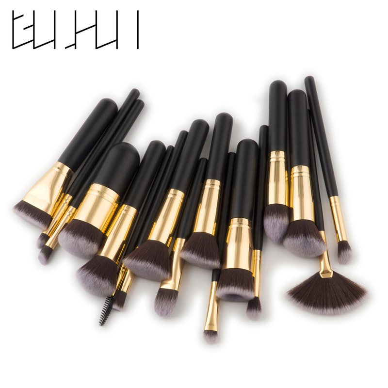 17 Stück Make-up-Pinsel, Beauty-Tools, Schwarzgold, Grundierungspinsel, Fächerpinsel, Make-up-Set GUJHUI_voghion.com