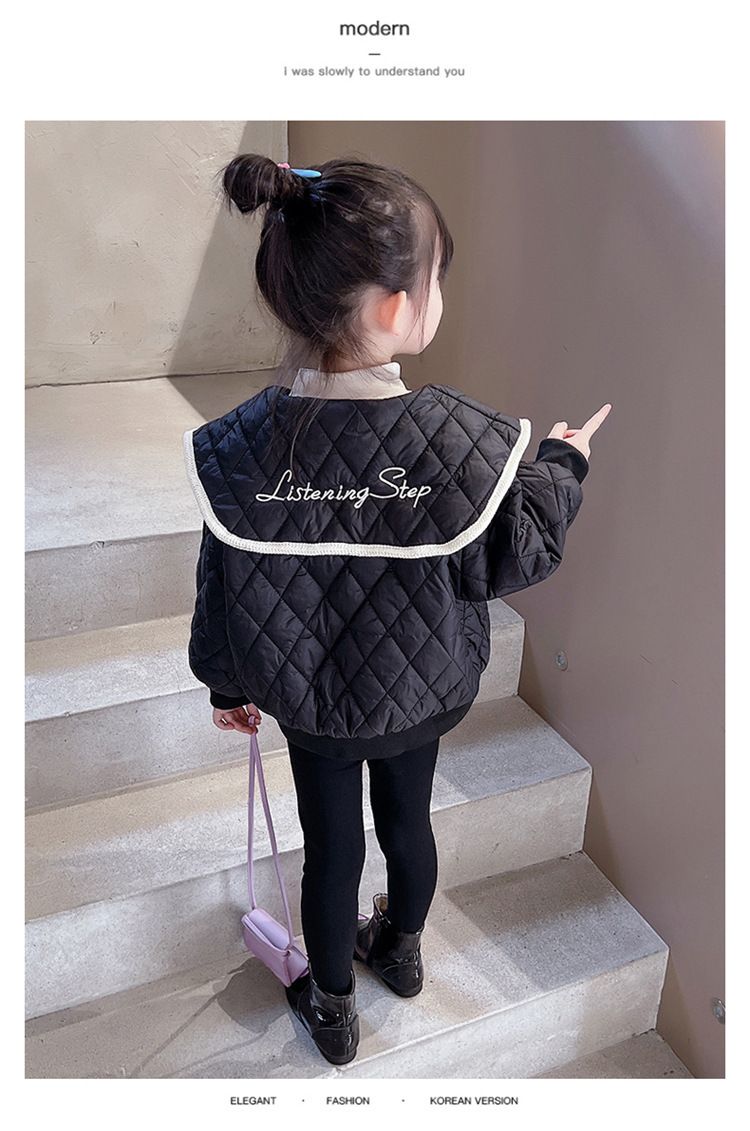 Παιδικό ζεστό κολάρο κούκλας με επένδυση από βαμβάκι για φθινόπωρο και χειμώνα, κοντό και ελαφρύ μπουφάν με επένδυση από βαμβάκι_voghion.com