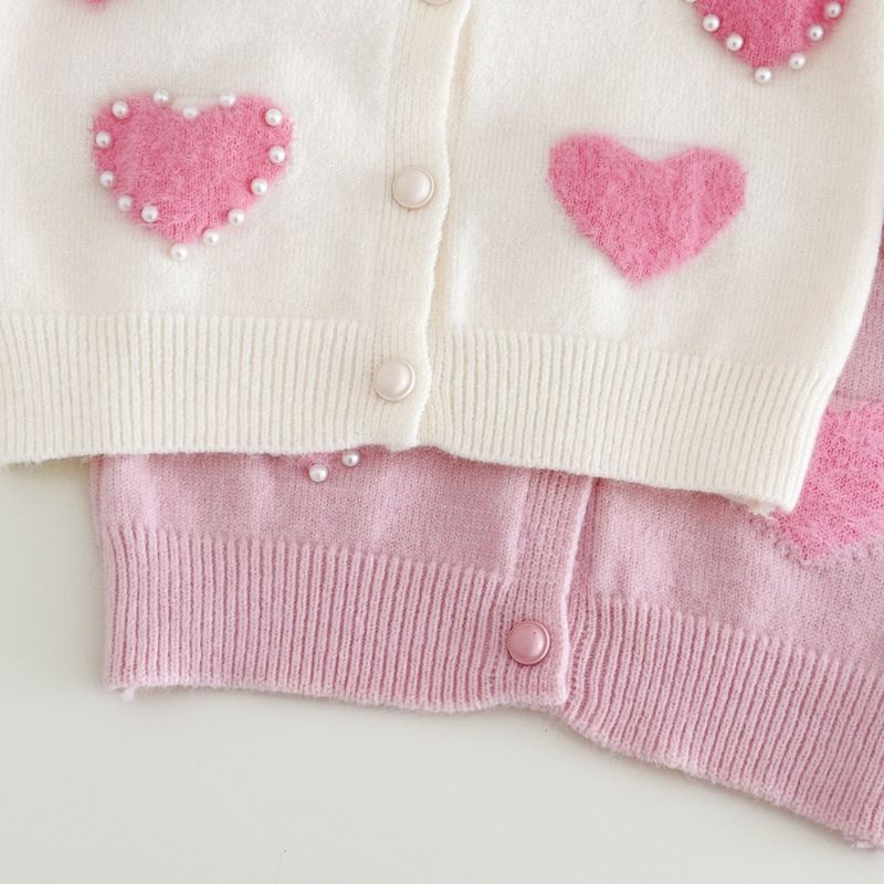 Creme Pullover Gestrickte Pullover 2025 Neue Stil Weibliche Schatz Perle Herz Strickjacke Tutu Rock Schatz Prinzessin Mode_voghion.com