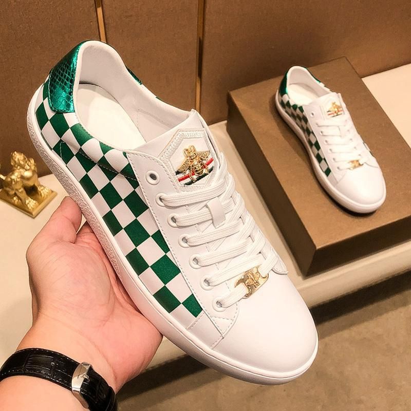 High-End Trendy Brand Spring And Autumn 2025 New Genuine Leather Sneakers White Breathable Printed Versatile Men's_voghion.com