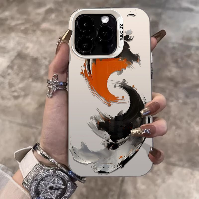 Ink Wave Geeignet für 16/15/14 iPhone Hülle 11/12/13 Pro/X Neu 8/7 Plus Farbe Silber_voghion.com