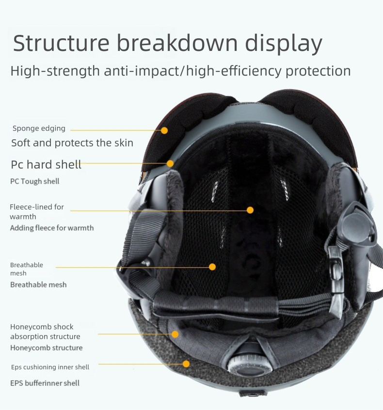 New Integrated With Ski Goggles Warm Snow Adult Outdoor Sports Safety Helmet_voghion.com