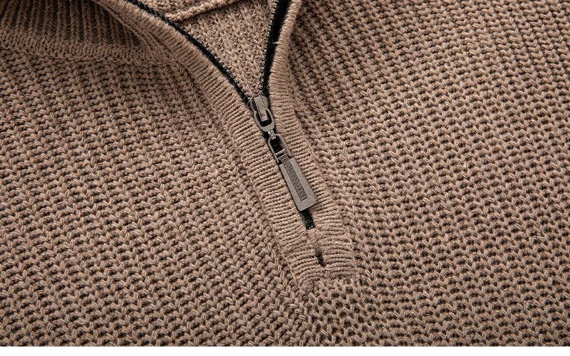 Maglione da uomo autunno inverno nuovo slim fit base colletto rovesciato mezza cerniera maglia maglia tinta unita_voghion.com