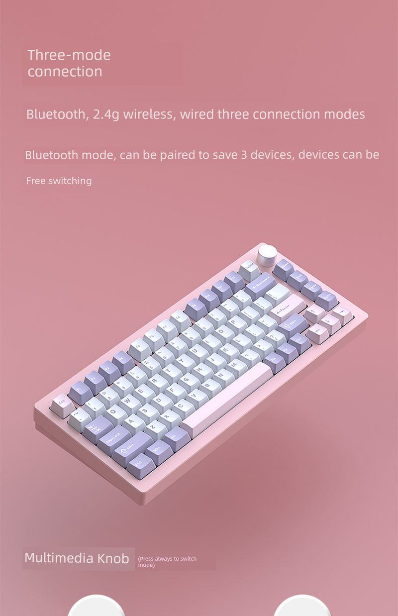 Kit de teclado numérico Heji Snake Al75v2 com junta de metal CNC de alumínio Tuo sem fio de três modelos RGB personalizado_voghion.com