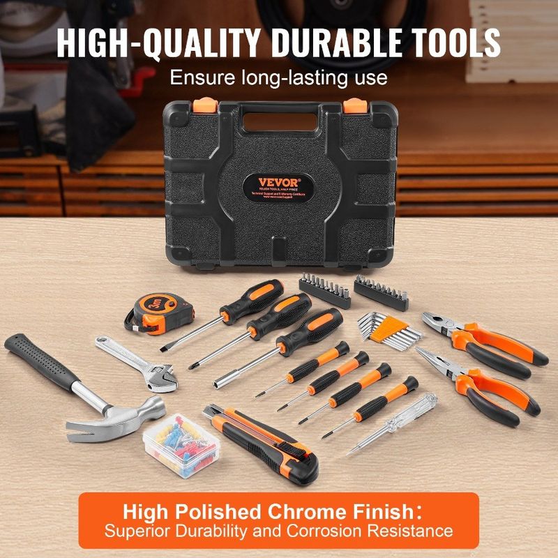Tool Kit 132 Piece General Household Hand Tool Set Home Repairing Tool Kit With Portable Tool Storage Case HighQuality Steel F_voghion.com