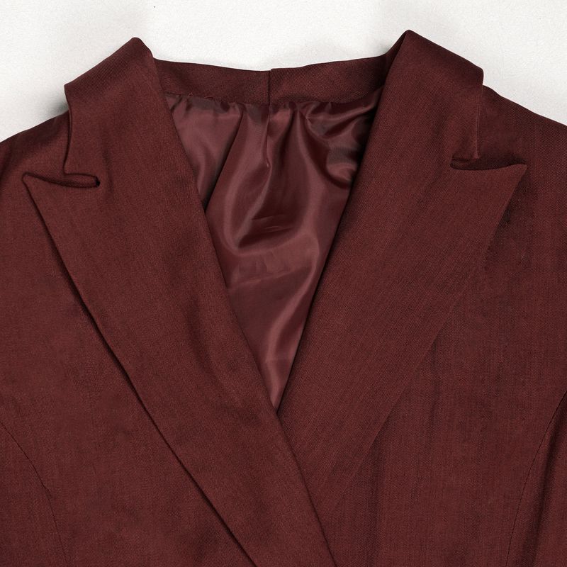 Elegantes Büroanzug-Set für Damen – Slim-Fit-Blazer und Hose mit hoher Taille für den beruflichen Weg zur Arbeit (Marineblau, Weinrot, Blaugrün)_voghion.com