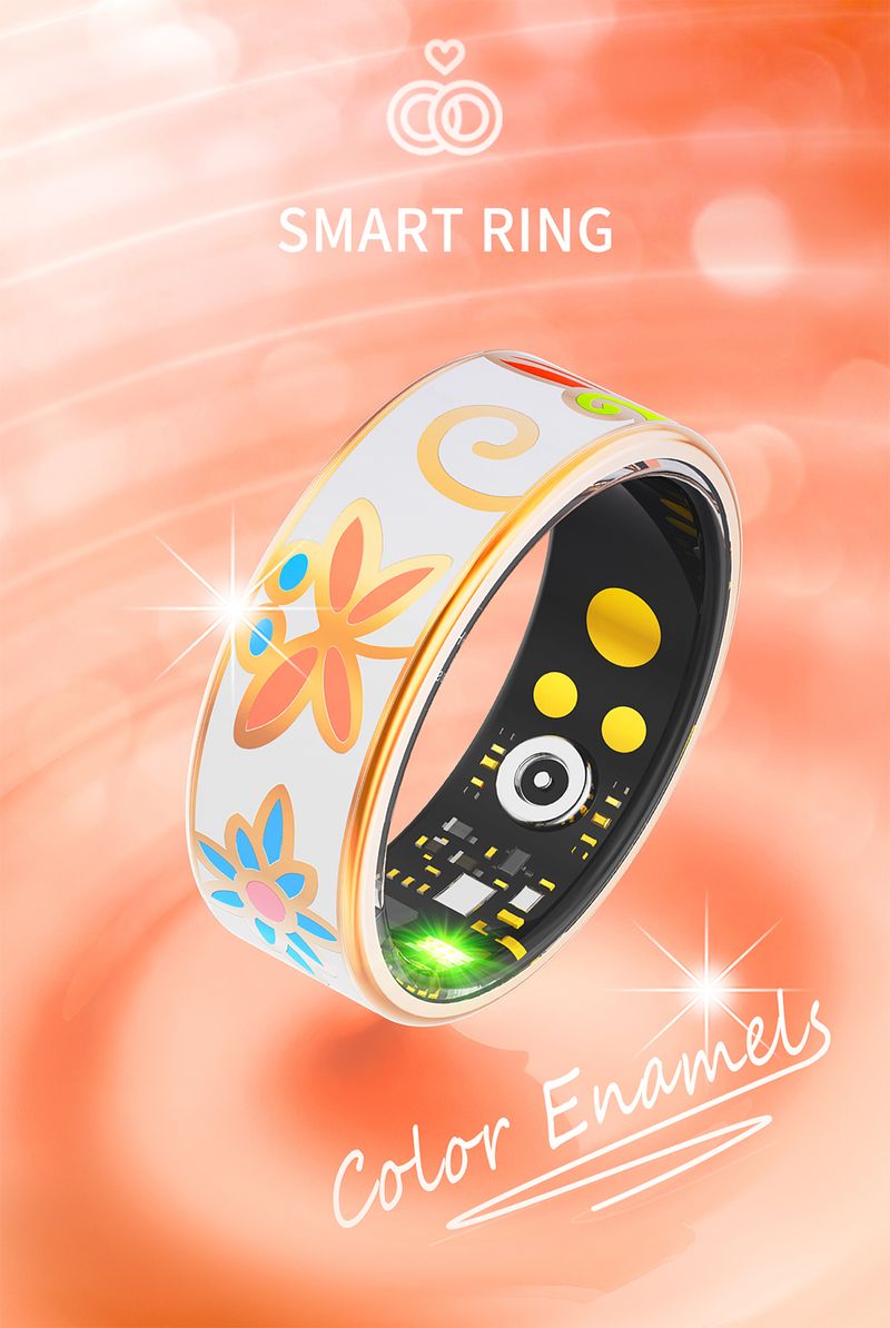 R18 Color Enamels Fashion Women Smart Ring Female Stainless Steel Intelligent Finger Ring Lady IP68 Waterproof Fitness Tracker_voghion.com