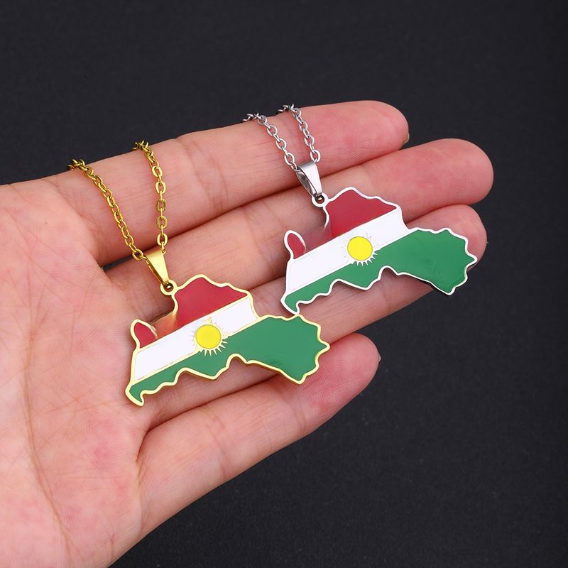 Kurdistan Map riipus kaulakoru öljypisarat vintage miesten ja naisten ruostumattomasta teräksestä riippuvat tarvikkeet_voghion.com