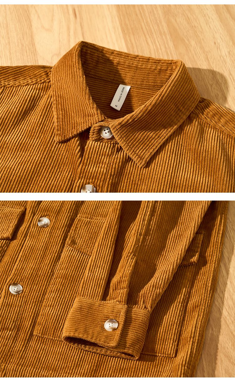 "Herren-Cordhemdjacke – 100 % Baumwolle, übergroß, lässig, zum Knöpfen, mit Brusttaschen (Weiß/Marineblau/Kamel, M-XXXL)"_voghion.com