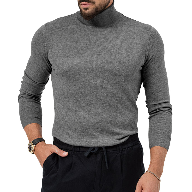 Hochelastischer Rollkragenpullover aus gestricktem Kaschmir für Herren mit dicker, warmer Unterwolle_voghion.com