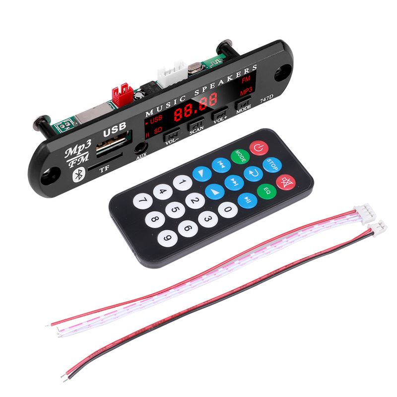 Kit Bluetooth 5.0 6V-24V Placa decodificadora MP3 sem fio WMA Módulo reprodutor de música automotivo Áudio sem perdas USB AUX TF Rádio_voghion.com