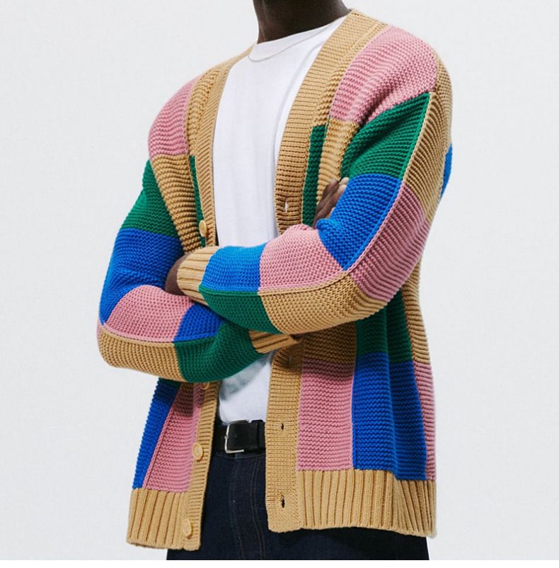 Popular Fashion Cardigan Sweater Autumn Winter Multi-color Jacquard Trendy Men's Knitted Jacket_voghion.com
