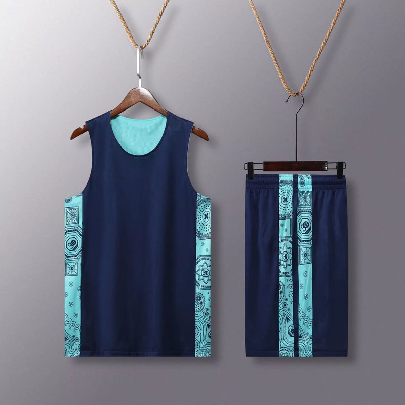Costum de baschet cu două fețe, îmbrăcăminte sport lejeră pentru bărbați, uniformă personalizată pentru studenți, vestă imprimată,_voghion.com