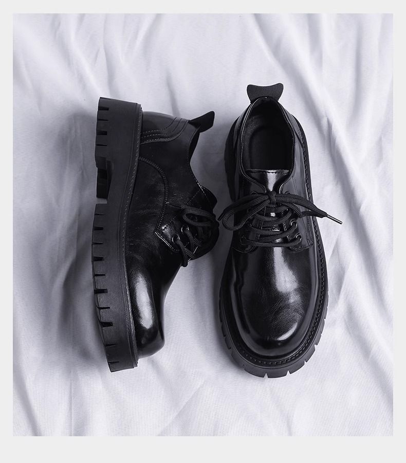 Herrenschuhe Herren Lederschuhe Herbst neue Herren schwarze Freizeitlederschuhe im britischen Stil weiche Sohle Business erhöhte Hochzeit Bräutigam Schuhe_voghion.com